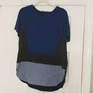 Graphic color blocked top